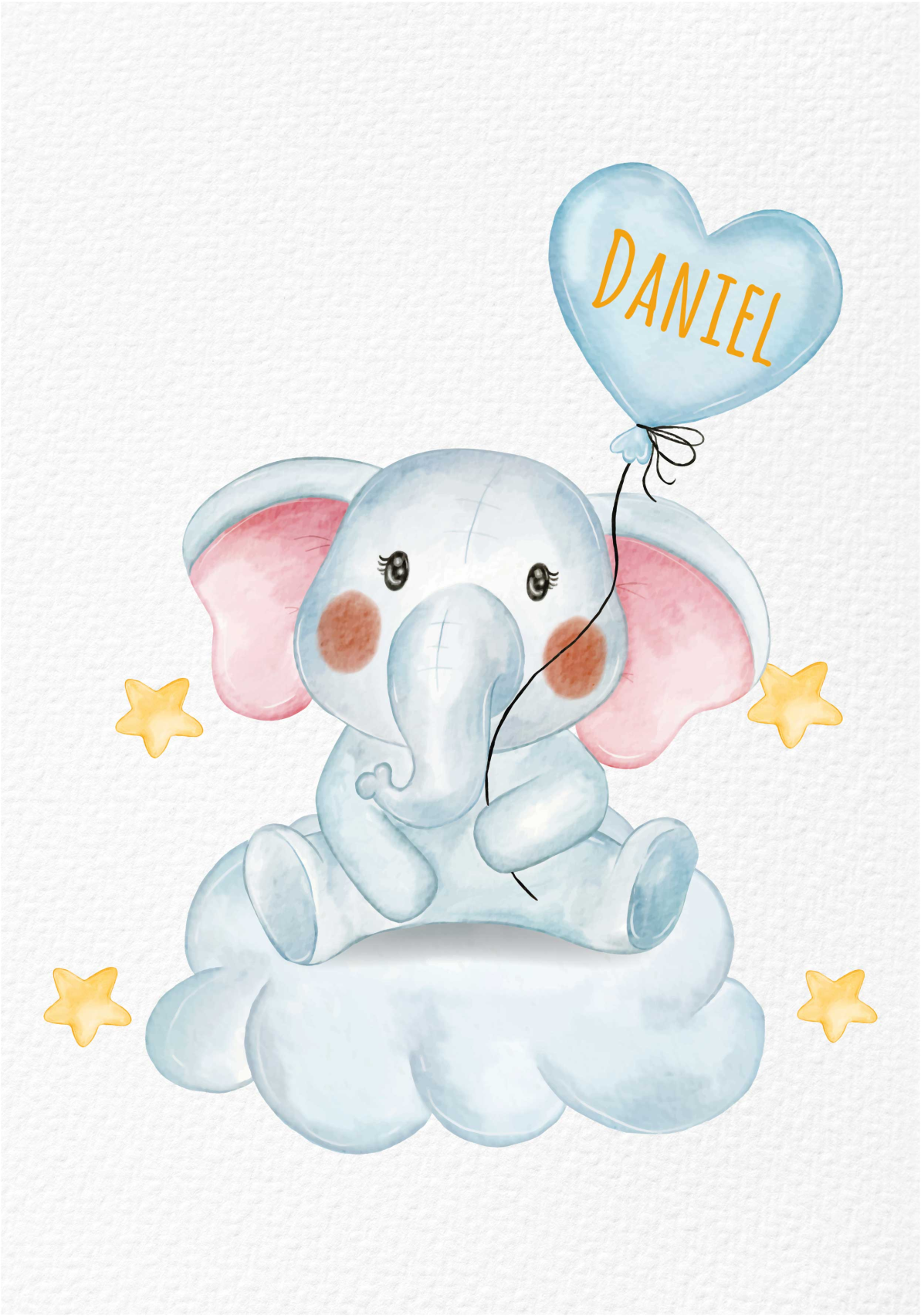 Cute elephant with balloon nursery poster - TenStickers