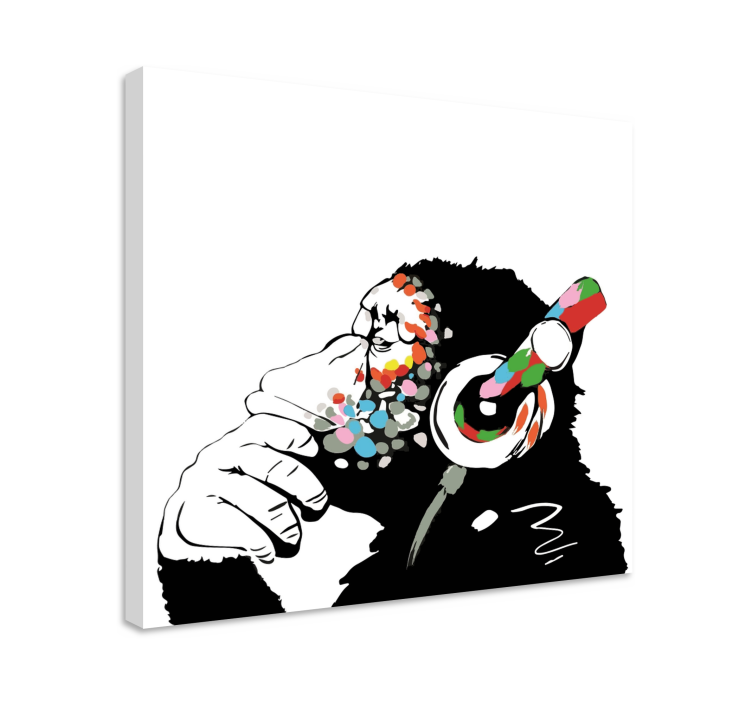 DJ Monkey Banksy Canvas Art - TenStickers