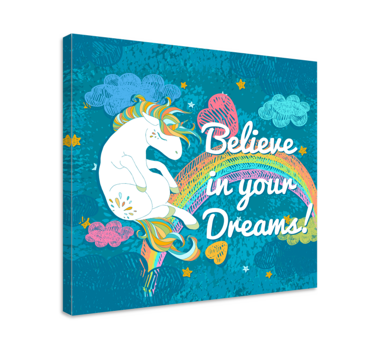 unicorn multicolour frase unicorn wall print - TenStickers