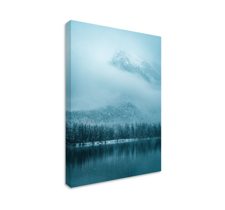 Lake mountain snow landscape canvas - TenStickers