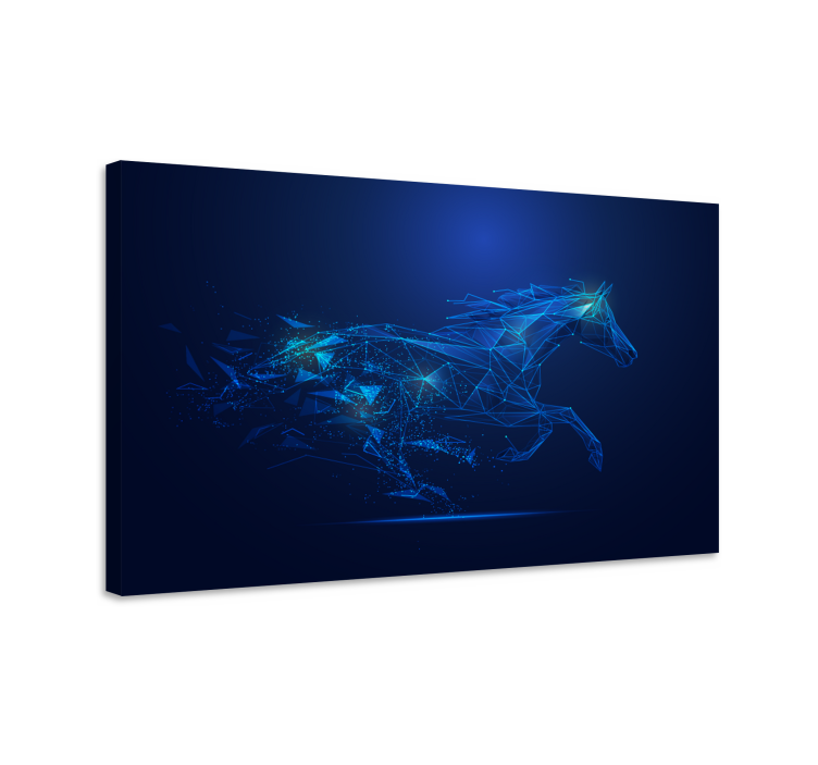 Blue geometric  horse canvas - TenStickers