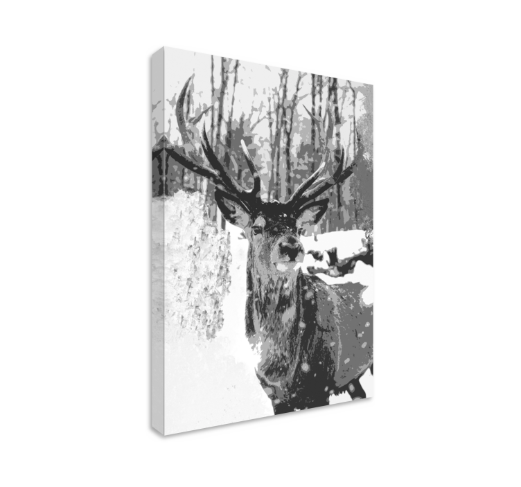Stag canvas monochrome stag portrait print - TenStickers