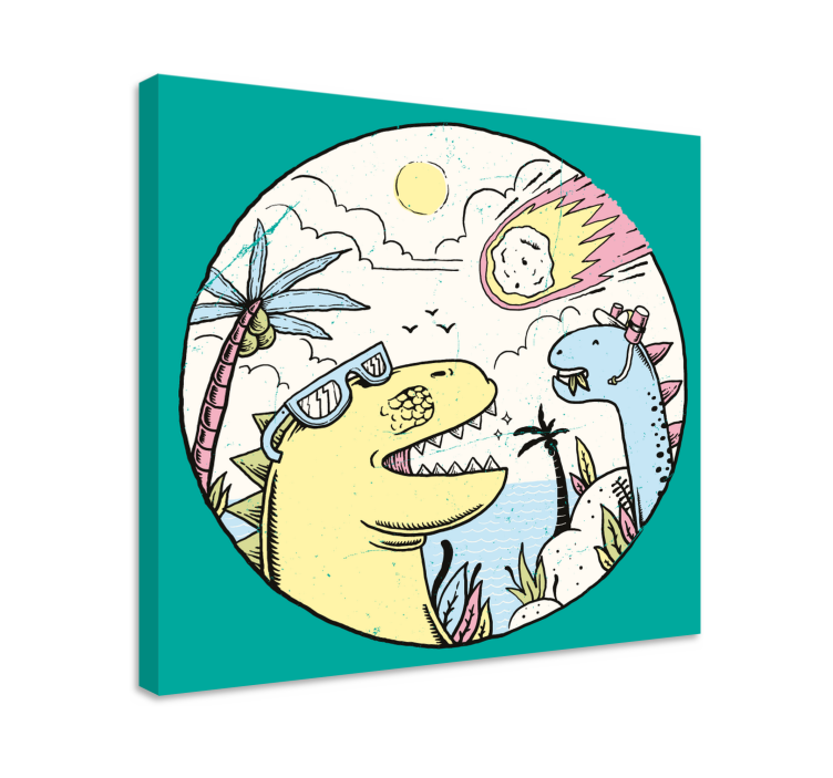 Dinosaur canvas wall art dinosaurs on an adventure - TenStickers