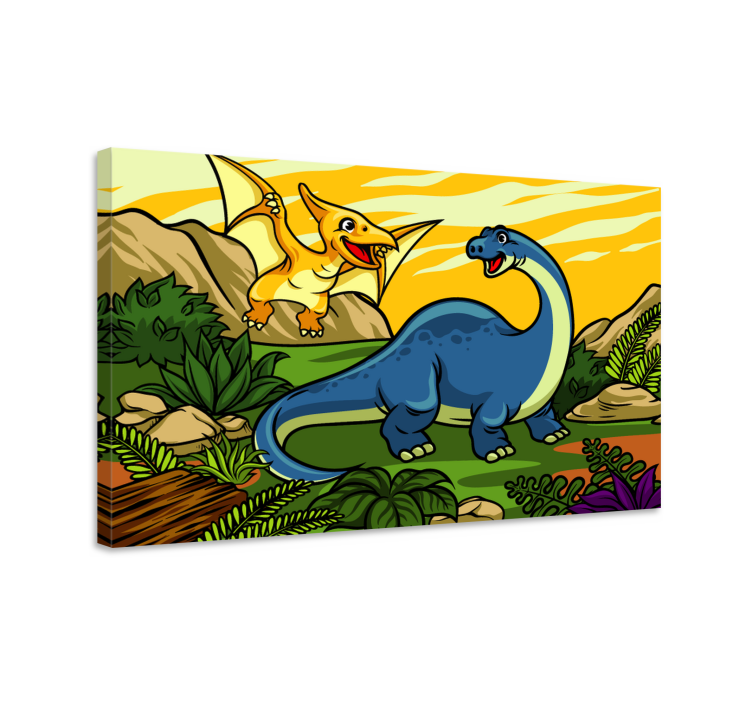 Dinosaur canvas wall art happy dinosaurs playing - TenStickers