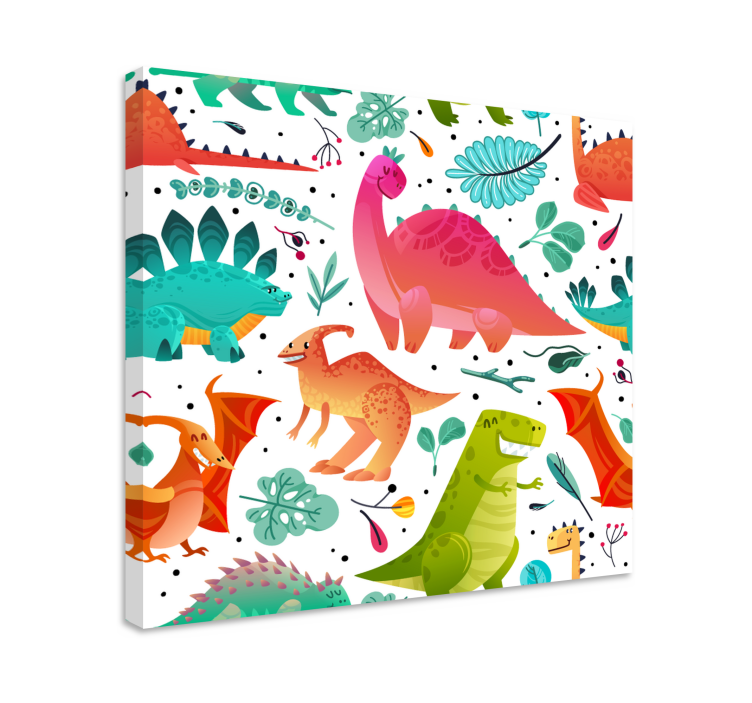 Colorful dinosaur adventure dinosaur canvas wall art - TenStickers