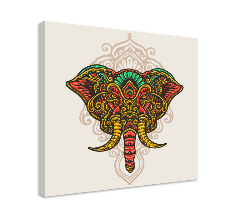 Multicolor Indian mandala elephant canvas - TenStickers