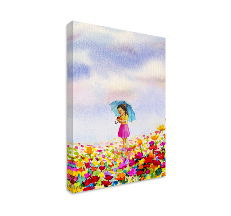 Nursery canvas girl with umbrella art print - TenStickers