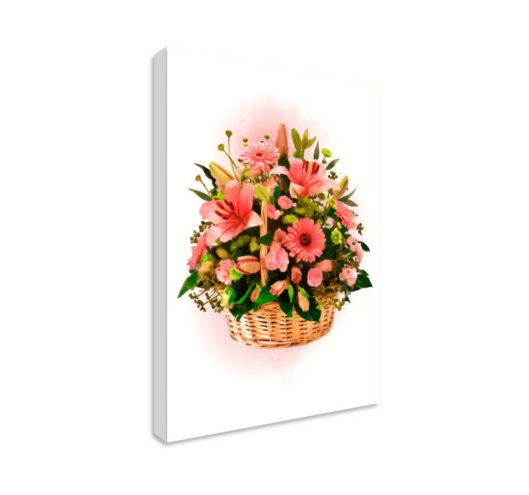 Basket of Pink Blooms Flowers  canvas - TenStickers