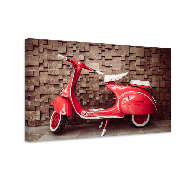 Red motorbike retro canvas art - TenStickers