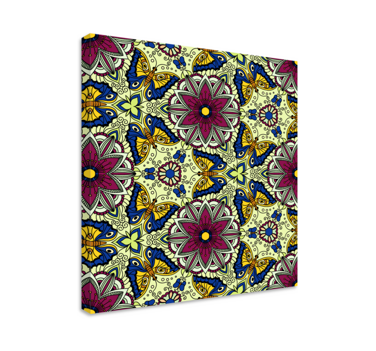 Flowers canvas floral butterfly design - TenStickers