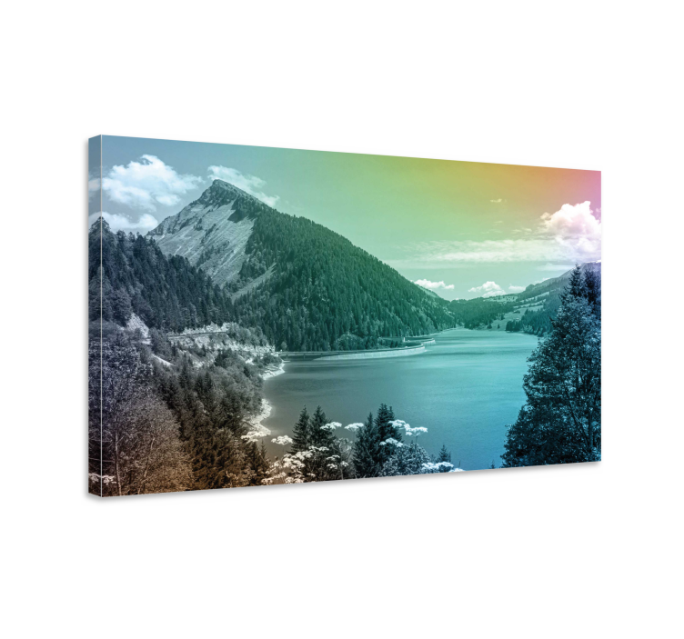 Landscape canvas mountain lake view - TenStickers