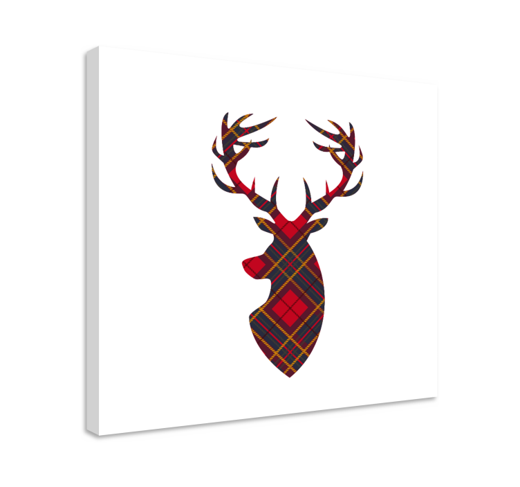 Stag canvas plaid stag head art print - TenStickers