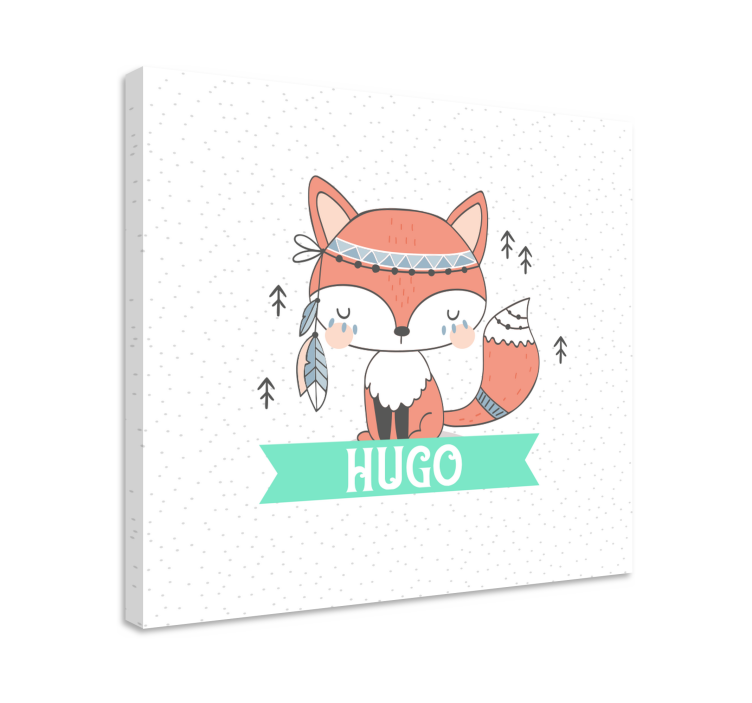 Ethnical fox with name animal canvas prints - TenStickers