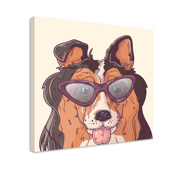 Dog wall art dog with sunglasses - TenStickers