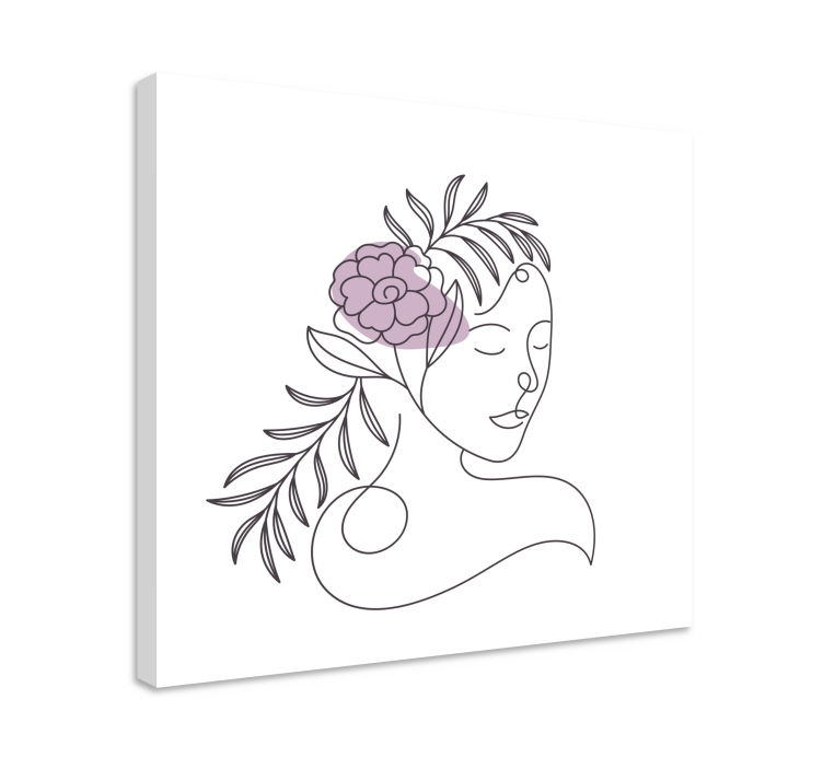 Flowers canvas line drawing face art print - TenStickers
