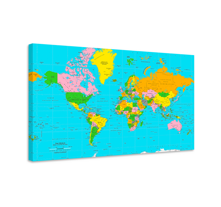 Coloured Atlas world map canvas - TenStickers