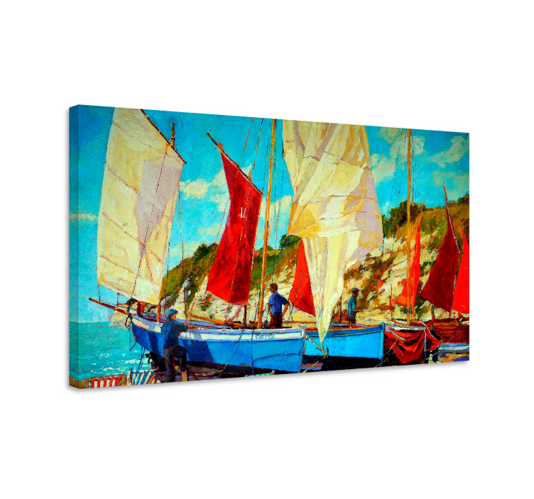 Landscape canvas sailing boats at sea - TenStickers
