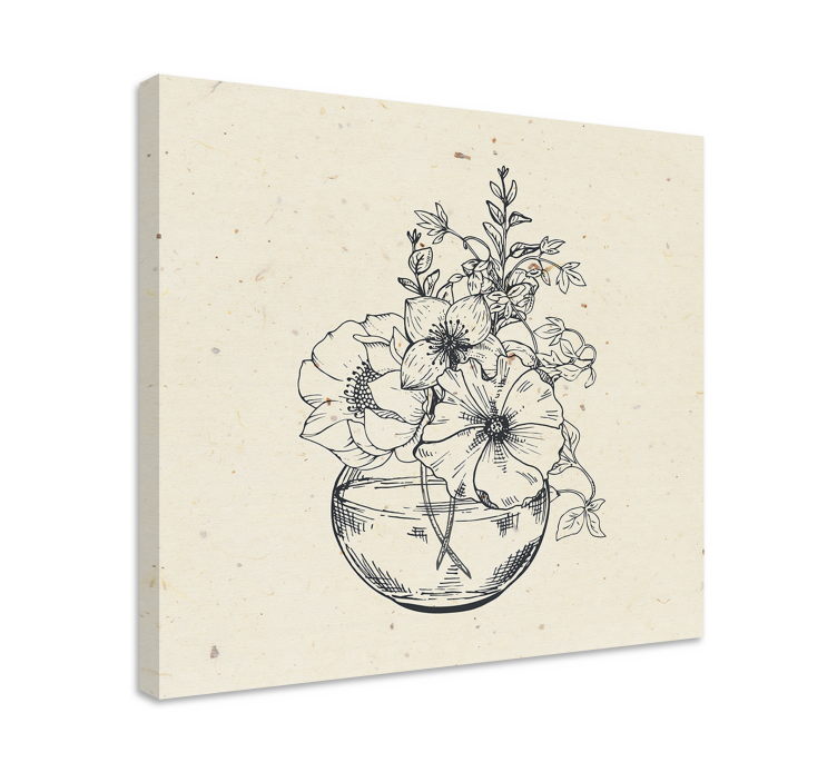 Delicate drawn jar with flower canvas - TenStickers