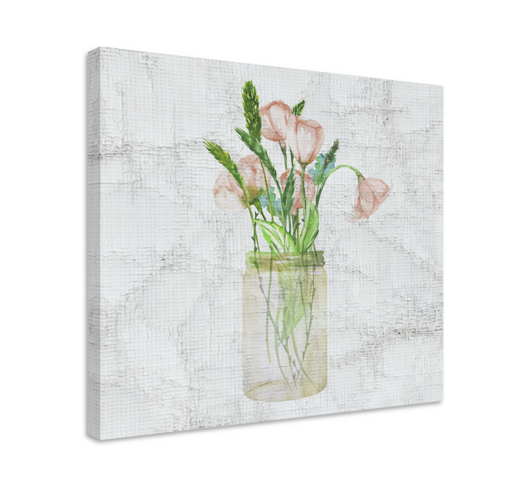Flowers canvas in a pink flower jar - TenStickers