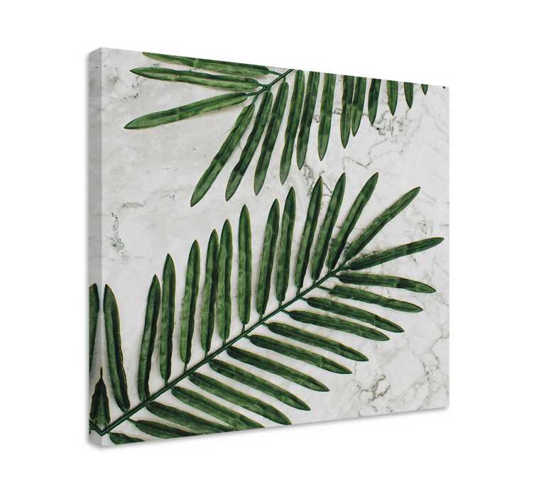 Flowers canvas lush green leaves artwork - TenStickers