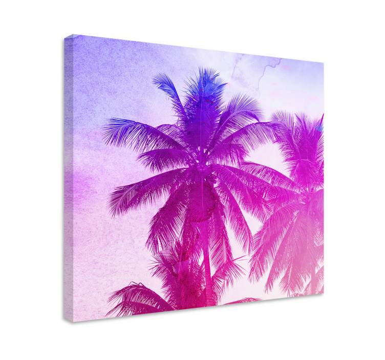 Flowers canvas palm tree silhouette art print - TenStickers