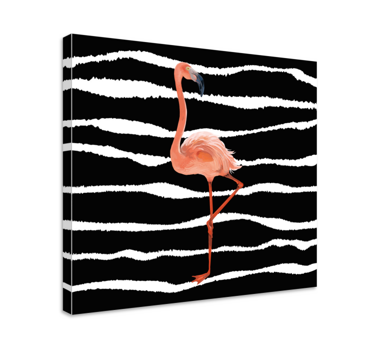 Bird canvas wall art flamingo on stripes - TenStickers