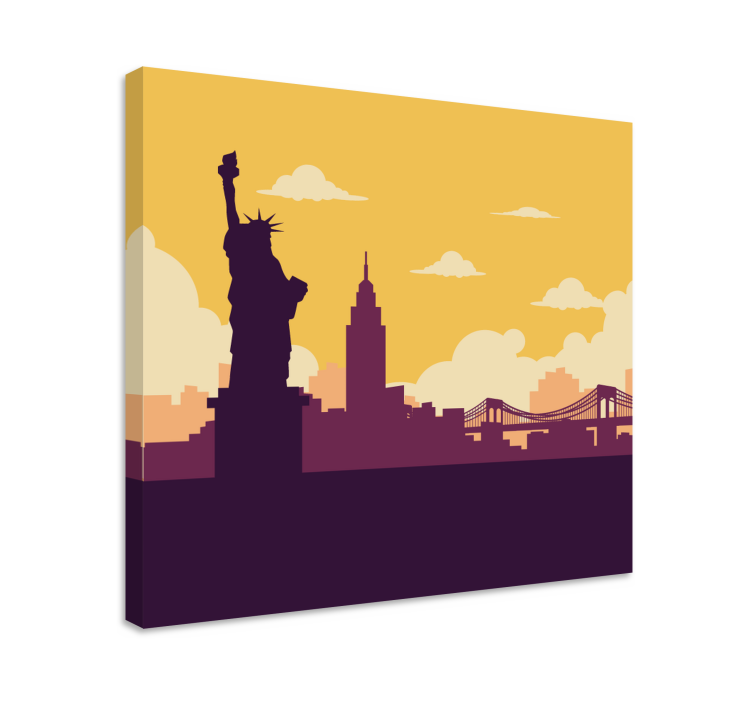 Cityscape wall art statue of liberty - TenStickers