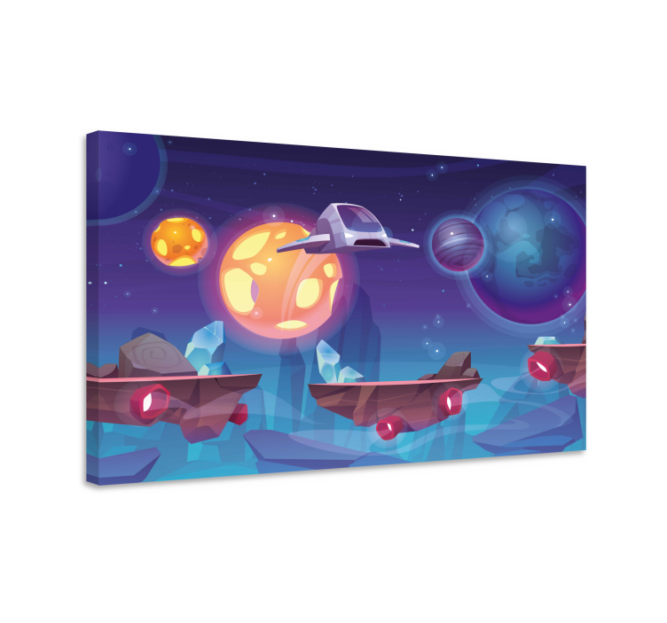 Video game canvas art space adventure scene - TenStickers