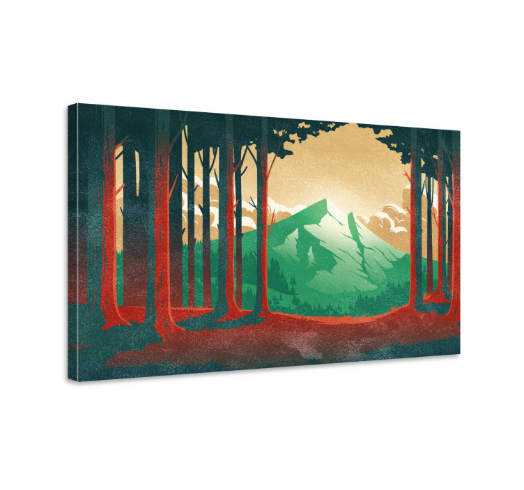 Cartoon forest with mountain landscape canvas - TenStickers