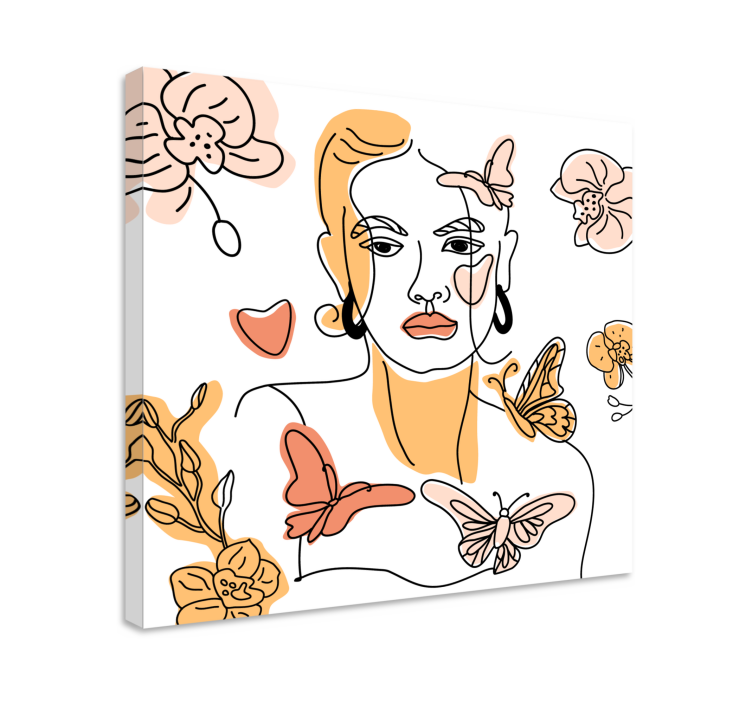 Flowers canvas stylized floral portrait - TenStickers