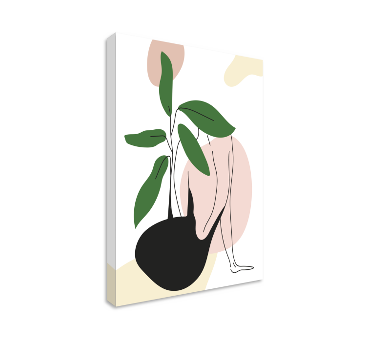 Abstract wall art 1 female figure with plants - TenStickers