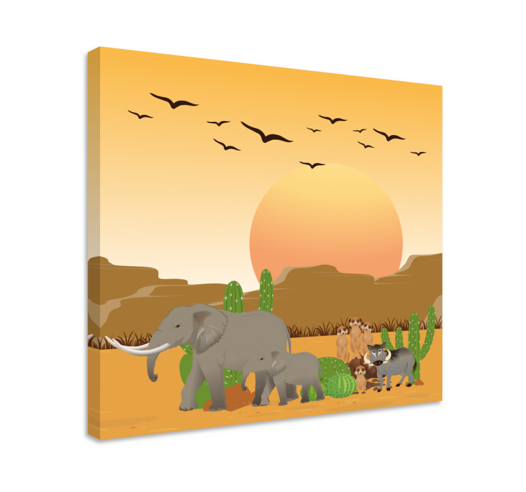 Elephant wallart desert safari landscape - TenStickers