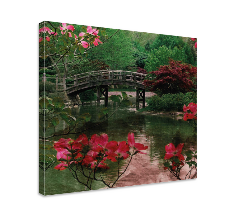 Flowers canvas bridge surrounded by blossoms - TenStickers