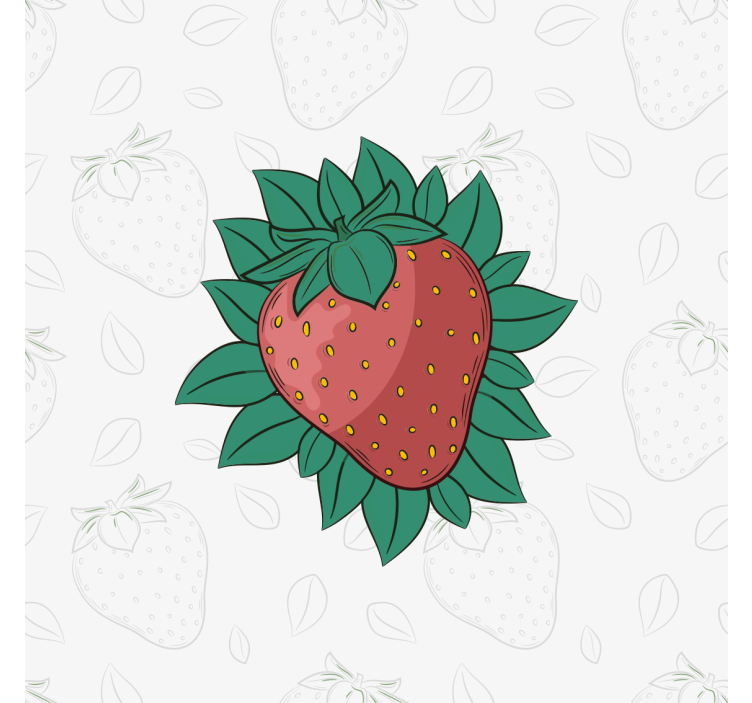 Fruit canvas wall art strawberry with leaves - TenStickers