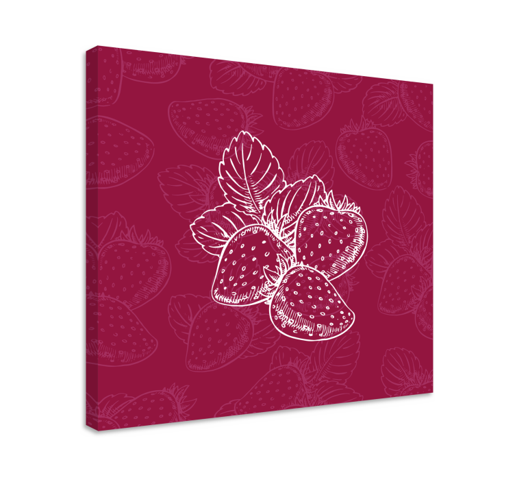 Fruit canvas wall art strawberry cluster - TenStickers