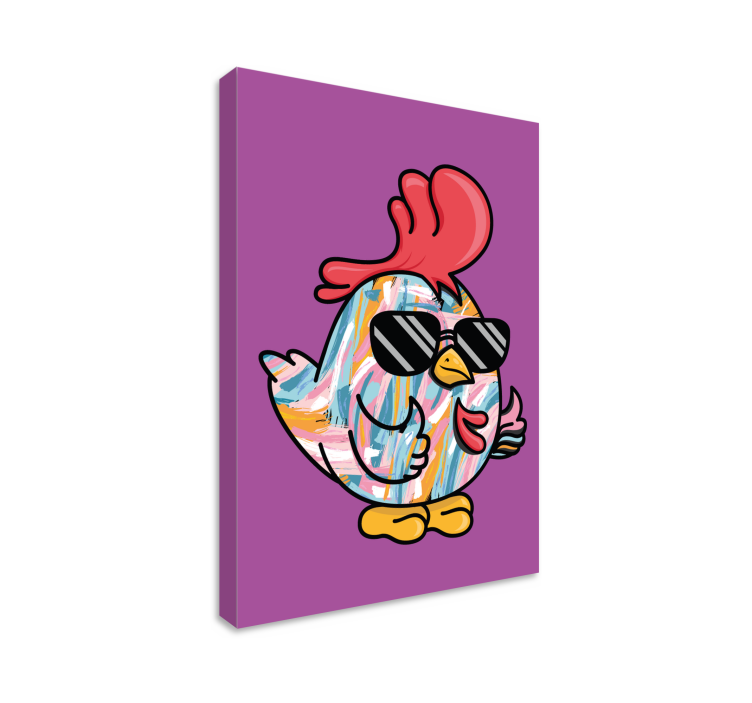 Multicolor chick with glasses bird canvas art - TenStickers