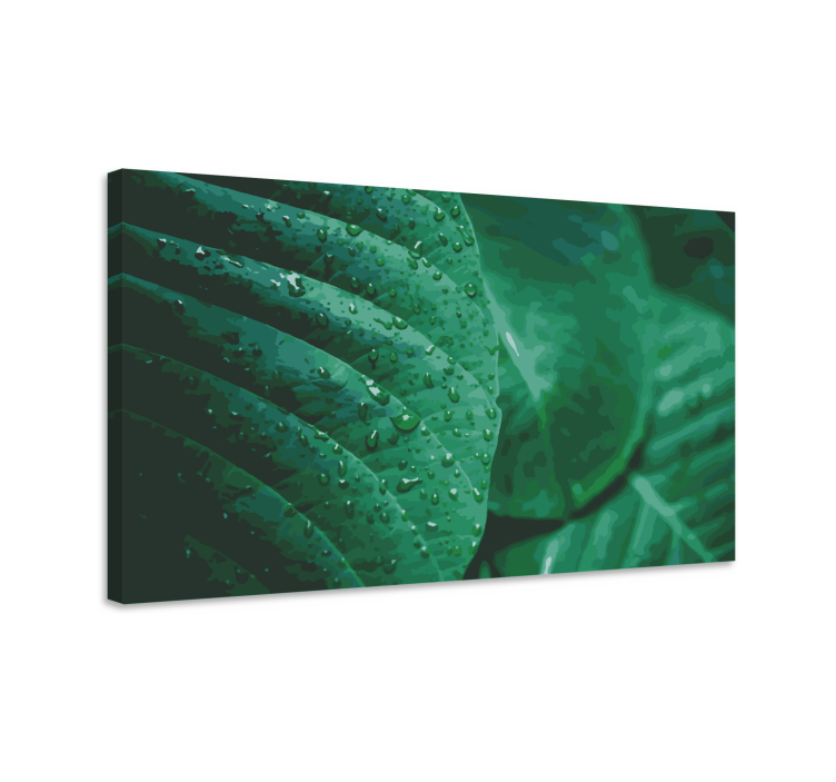 Flowers canvas vibrant green leaves - TenStickers