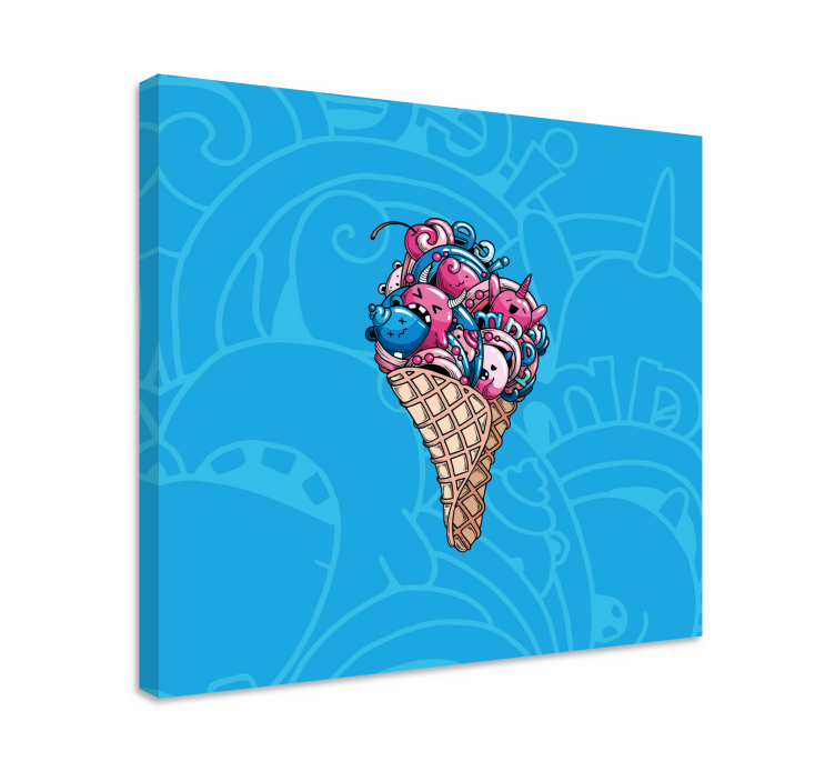 Music canvas art cute ice cream - TenStickers