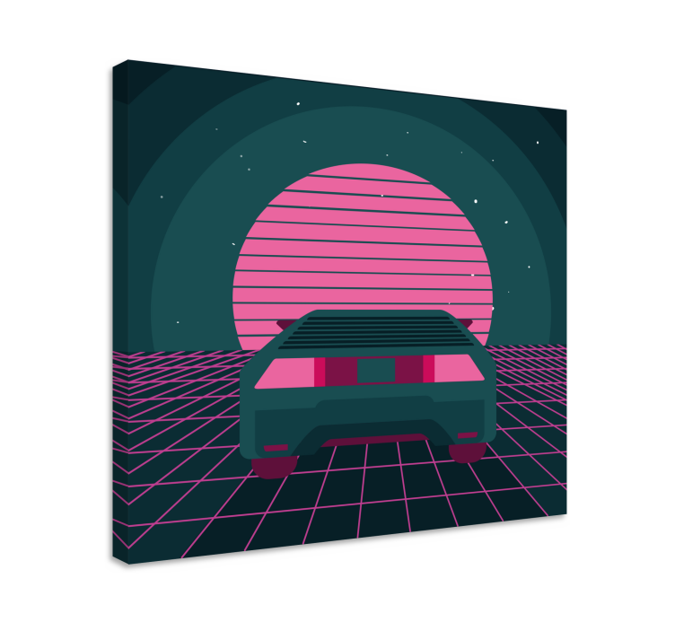 Modern canvas art retro car landscape - TenStickers