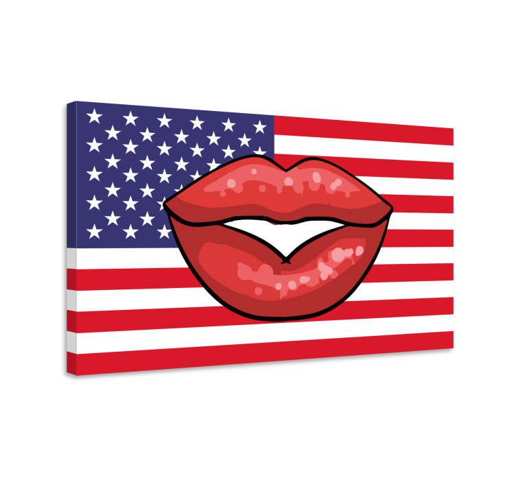 Retro canvas lips on flag art print - TenStickers