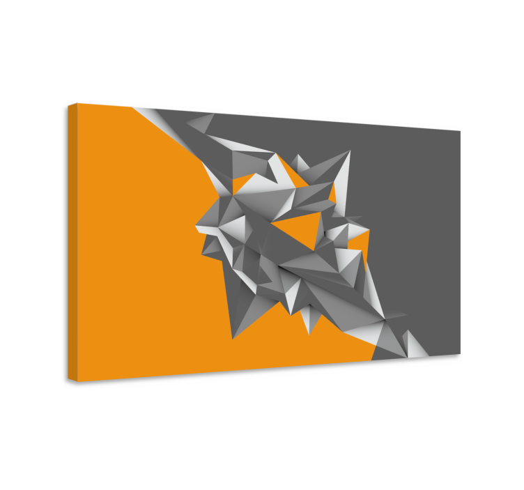 Gray and orange geometric 3D canvas prints - TenStickers
