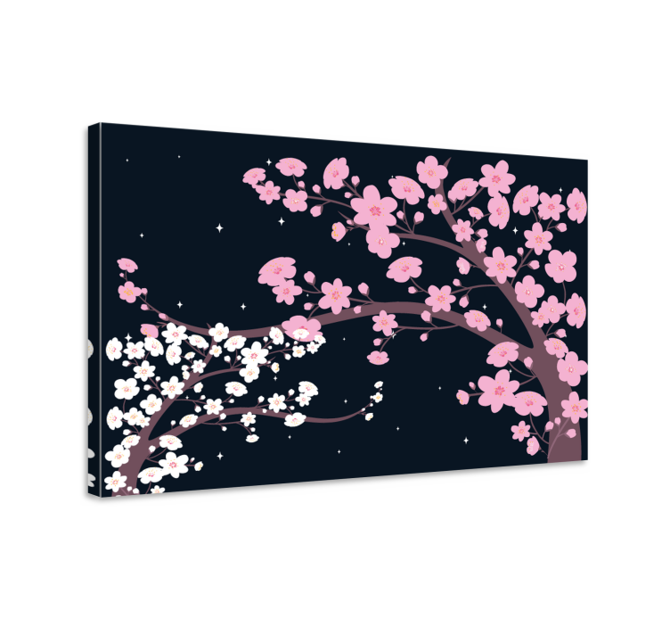 Flowers canvas cherry blossom branches artwork - TenStickers