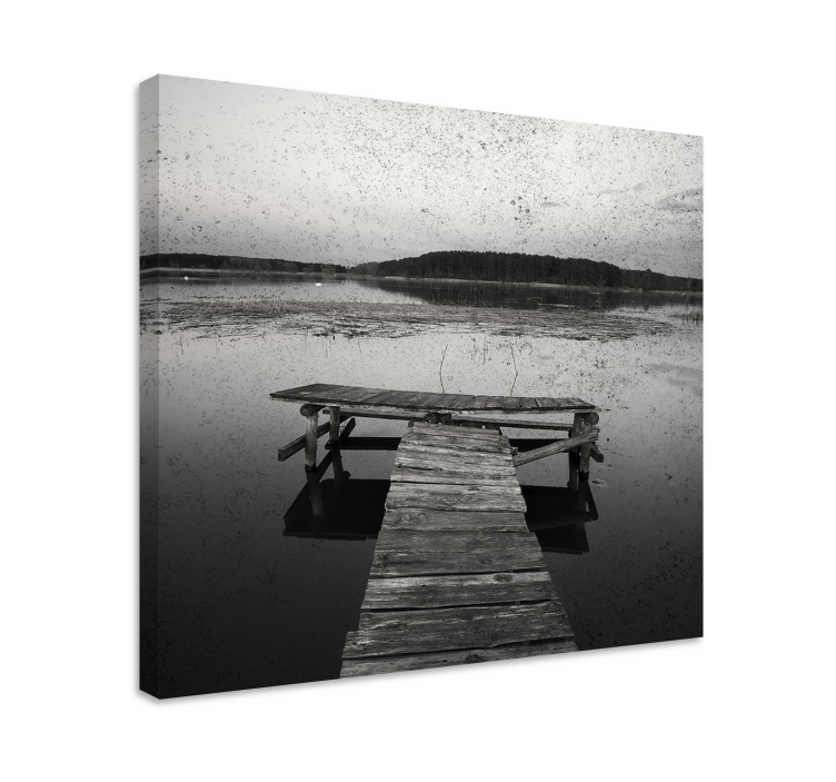 Landscape canvas serene lakeside dock - TenStickers