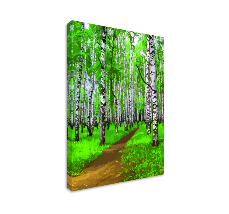 LUSH BIRCH FOREST PATH tree canvas wall art - TenStickers