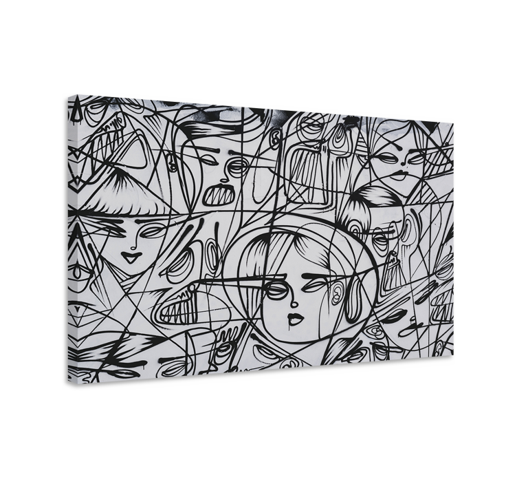 Black/white abstract faces canvas art prints - TenStickers