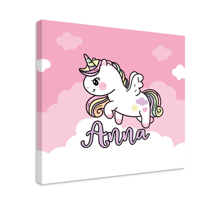 Pink magic unicorn personalised canvas - TenStickers