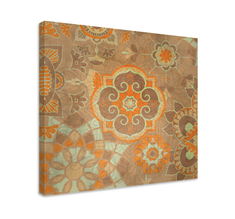 Oriental canvas wall art with intricate botanical designs - TenStickers