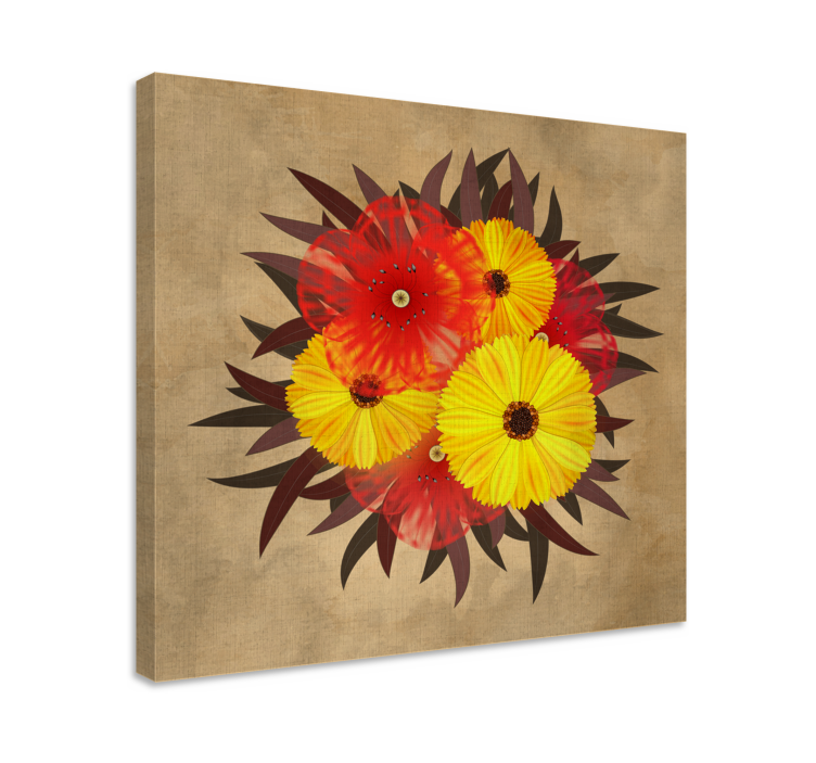 Flowers canvas vibrant bloom composition - TenStickers