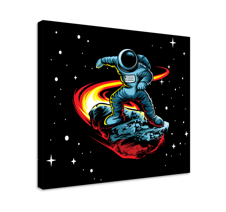 Video game canvas art astronaut surfing asteroid - TenStickers