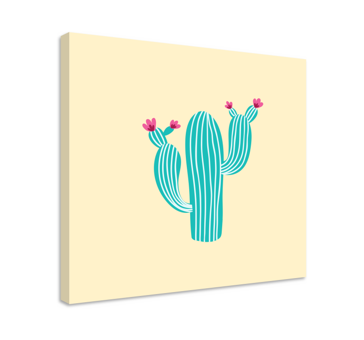 Flowers canvas cactus with flowers - TenStickers